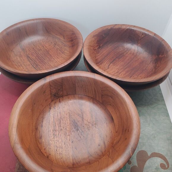 Solid Missouri Walnut Wooden Salad Bowl Set Of 6 Serving Bowls Lebanon MO - Picture 3 of 11